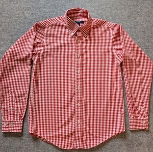 Brooks Brothers Boy Short Button Up Red 100% Cotton Size M